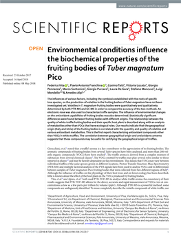 Environmental Conditions Influence the Biochemical Properties of The