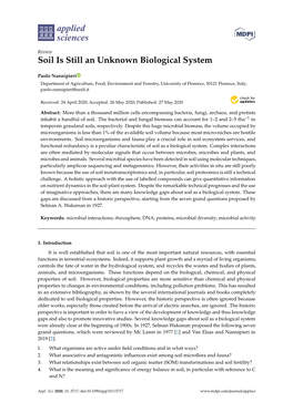 Soil Is Still an Unknown Biological System