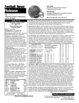 2004 Grand Valley State Football Release.Qxd