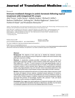 Immune-Mediated Changes in Actinic Keratosis Following Topical Treatment