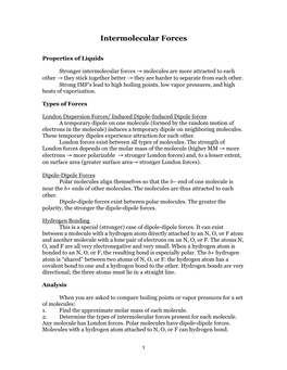 Intermolecular Forces