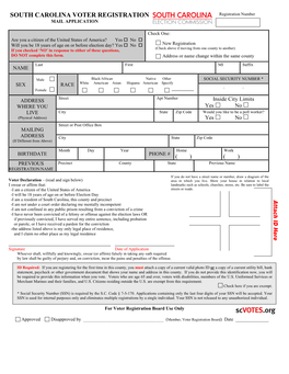 South Carolina Voter Registration Mail Application