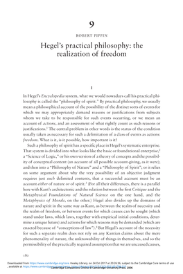 Hegel's Practical Philosophy: the Realization of Freedom