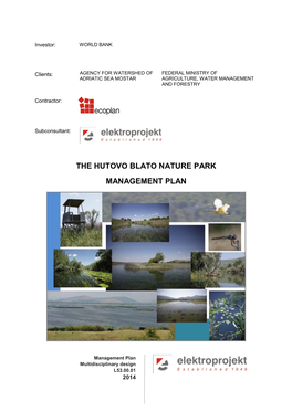 The Hutovo Blato Nature Park Management Plan