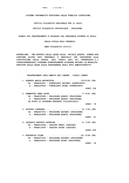 Sistema Informativo Ministero Della Pubblica Istruzione Ufficio Scolastico Regionale Per Il Lazio Ufficio Scolastico Provinciale