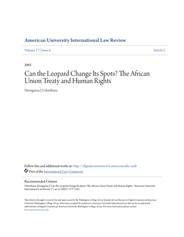 The African Union Treaty and Human Rights Nsongurua J