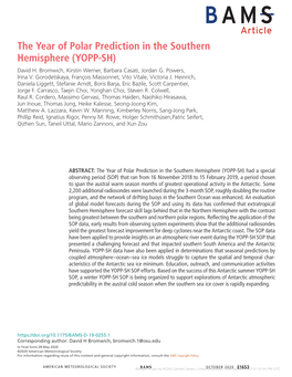 The Year of Polar Prediction in the Southern Hemisphere (YOPP-SH) David H