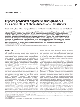 Tripodal Polyhedral Oligomeric Silsesquioxanes As a Novel Class of Three-Dimensional Emulsifiers