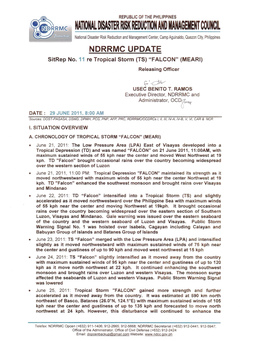 NDRRMC Update for Sitrep No. 11 Re TS Falcon 29 June 2011