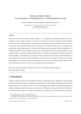 Energy Contagion Analysis: a New Perspective with Application to a Small Petroleum Economy