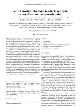 Current Practices in Haemophilic Patients Undergoing Orthopedic Surgery ‑ a Systematic Review