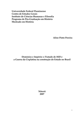 O Tratado De 1825 E a Guerra Da Cisplatina Na Construção Do Estado No Brasil