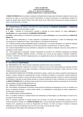 Seleção Externa 2012/001 Edital N.º 01 - Bb, De 12 De Janeiro De 2012