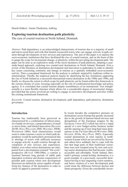 Exploring Tourism Destination Path Plasticity 39 Zeitschrift Für Wirtschaftsgeographie Jg