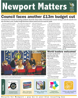 Newport Matters Are Not Associated with the Council NEWPORT MATTERS News