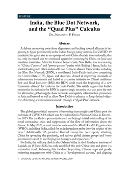 India, the Blue Dot Network, and the “Quad Plus” Calculus Dr