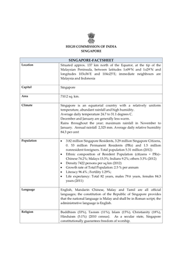 SINGAPORE-FACTSHEET Location Situated Approx