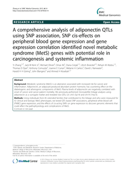 A Comprehensive Analysis of Adiponectin Qtls Using SNP