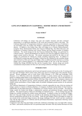 Long Span Bridges in California - Seismic Design and Retrofit Issues