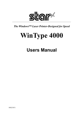 Wintype 4000 Users Manual