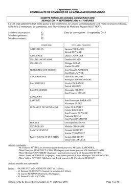 Département Allier COMMUNAUTE DE COMMUNES DE LA MONTAGNE BOURBONNAISE