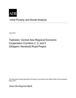 Central Asia Regional Economic Cooperation Corridors 2, 3, and 5 (Obigarm–Nurobod) Road Project