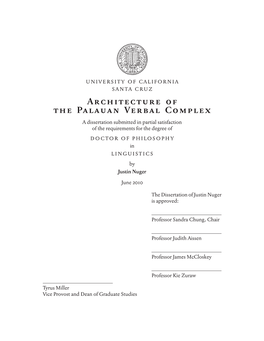 Architecture of the Palauan Verbal Complex (For Summaries of Each Individual Chapter, See Chapter 1, §1.3)