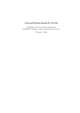 Unix and Python Tutorial for 20.180