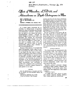 Effectsofmescaline,LSD-25, and Adrenochromeondepthelectograms, M.N