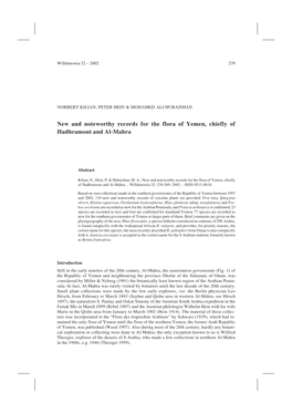 New and Noteworthy Records for the Flora of Yemen, Chiefly of Hadhramout and Al-Mahra