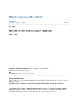 Hetch Hetchy and the Paradoxes of Restoration