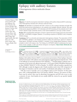 Epilepsy with Auditory Features a Heterogeneous Clinico-Molecular Disease