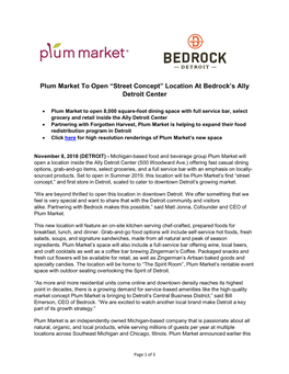 Plum Market to Open “Street Concept” Location at Bedrock's Ally