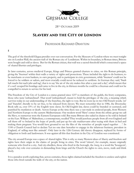 Slavery and the City of London