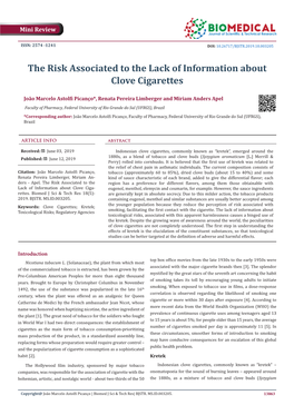 The Risk Associated to the Lack of Information About Clove Cigarettes