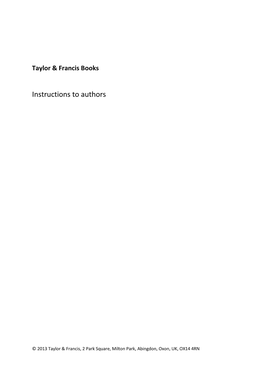 Taylor & Francis Books Instructions to Authors