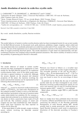 Anodic Dissolution of Metals in Oxide-Free Cryolite Melts