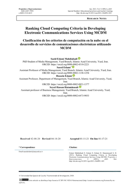 Ranking Cloud Computing Criteria in Developing Electronic Communications Services Using MCDM