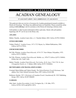 Acadian Genealogy