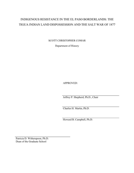 The Tigua Indian Land Dispossession and the Salt War of 1877