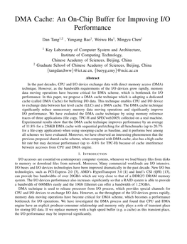 DMA Cache: an On-Chip Buffer for Improving I/O Performance