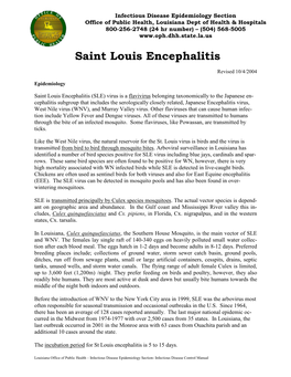 Saint Louis Encephalitis