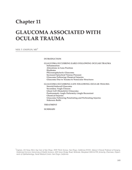 Ophthalmic Care of the Combat Casualty Chapter 11 Glaucoma