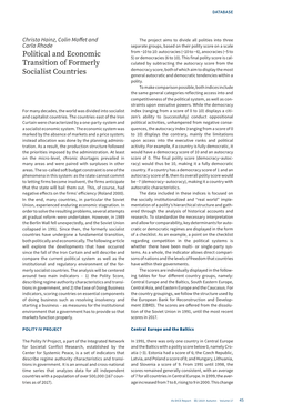 Political and Economic Transition of Formerly Socialist Countries