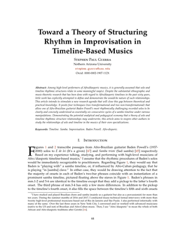 Toward a Theory of Structuring Rhythm in Improvisation in Timeline