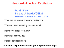 Neutron-Antineutron Oscillations