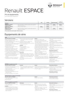 Renault ESPACE Prix Et Équipements N° 9 / À PARTIR DE JANVIER 2017