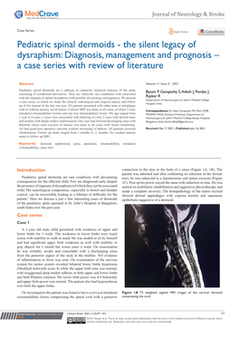 Pediatric Spinal Dermoids - the Silent Legacy of Dysraphism: Diagnosis, Management and Prognosis – a Case Series with Review of Literature