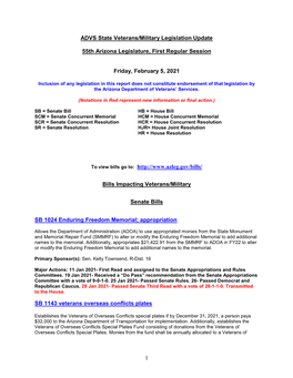 ADVS State and Federal Veteran Legislation Update