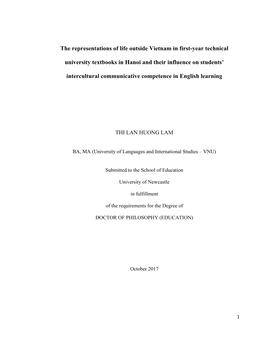 The Representations of Life Outside Vietnam in First-Year Technical University Textbooks in Hanoi and Their Influence on Student